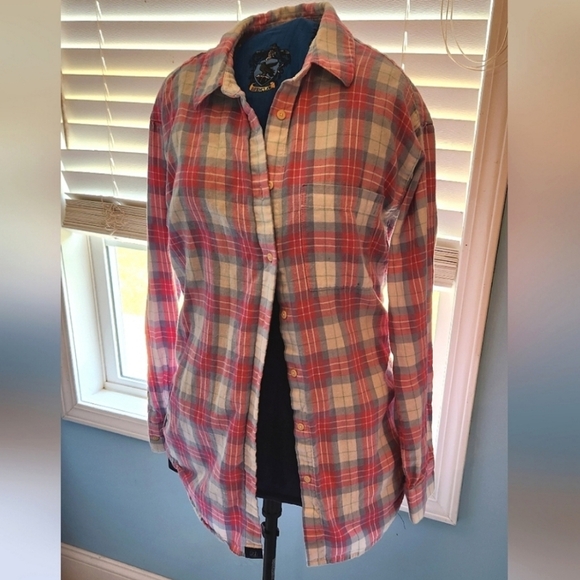 Lauren James Medium Pink Blue Cotton Flannel Button Down - Picture 8 of 8